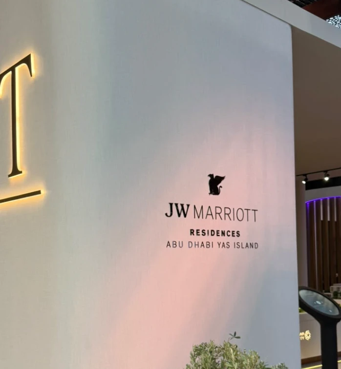 Marriott Residences Yas Island Abu Dhabi wall signage in the sales gallery